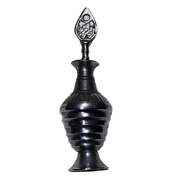 Antique Brass Surmadani Perfume Bottle Original Old Hand Crafted Engraved 4 1/4" - Picture 1 of 4
